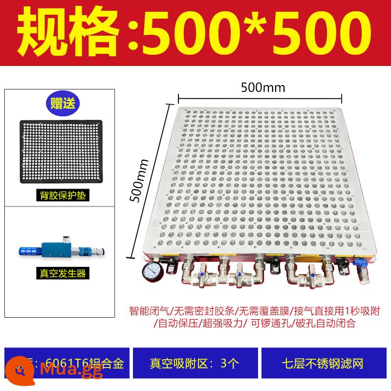 CNC công nghiệp máy hút bụi Poly -porous CNC mà không niêm phong thanh cao su PVC Tấm nhôm bằng thép không gỉ Máy phay bằng thép không gỉ - Model nâng cấp mới 500X500 (bao gồm bộ lọc bằng thép không gỉ, tấm bảo vệ, máy tạo chân không)