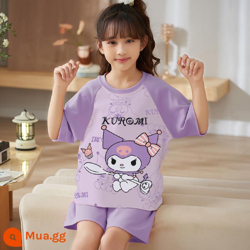 Bộ đồ ngủ trẻ em bé gái mùa hè cotton nguyên chất ngắn tay phần mỏng điều hòa quần áo bé gái Bộ đồ phục vụ tại nhà Kulomi phong cách phương Tây - 22692-Culomi