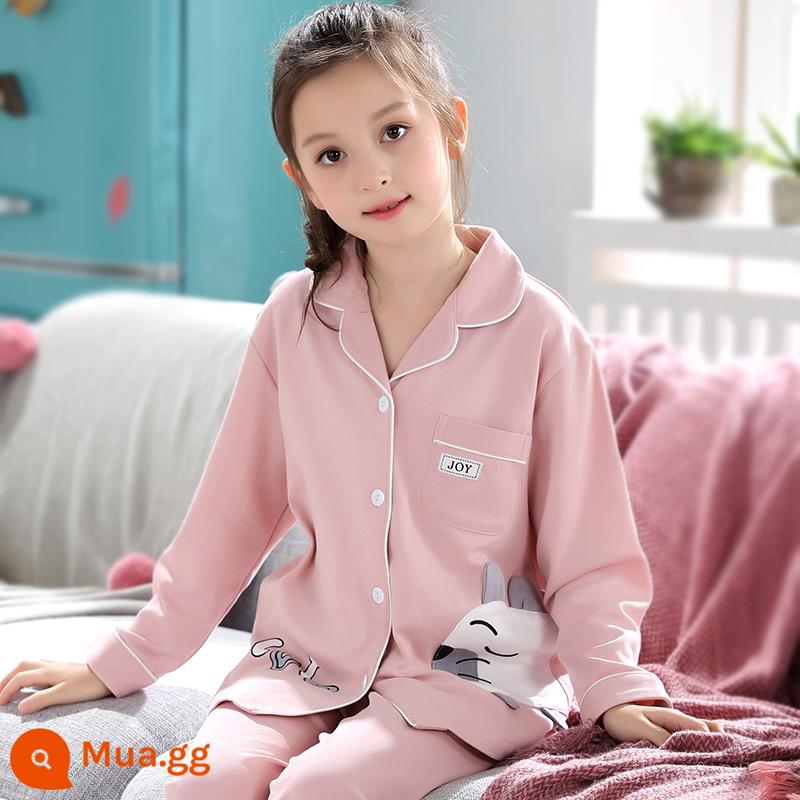 Bộ đồ ngủ trẻ em nữ mùa xuân và mùa thu cotton nguyên chất dài tay cho trẻ em trung và lớn mùa hè bé gái cardigan bé gái quần áo mặc ở nhà 12-15 tuổi - 3319-Hàng xóm của tôi là Totoro[Girls]