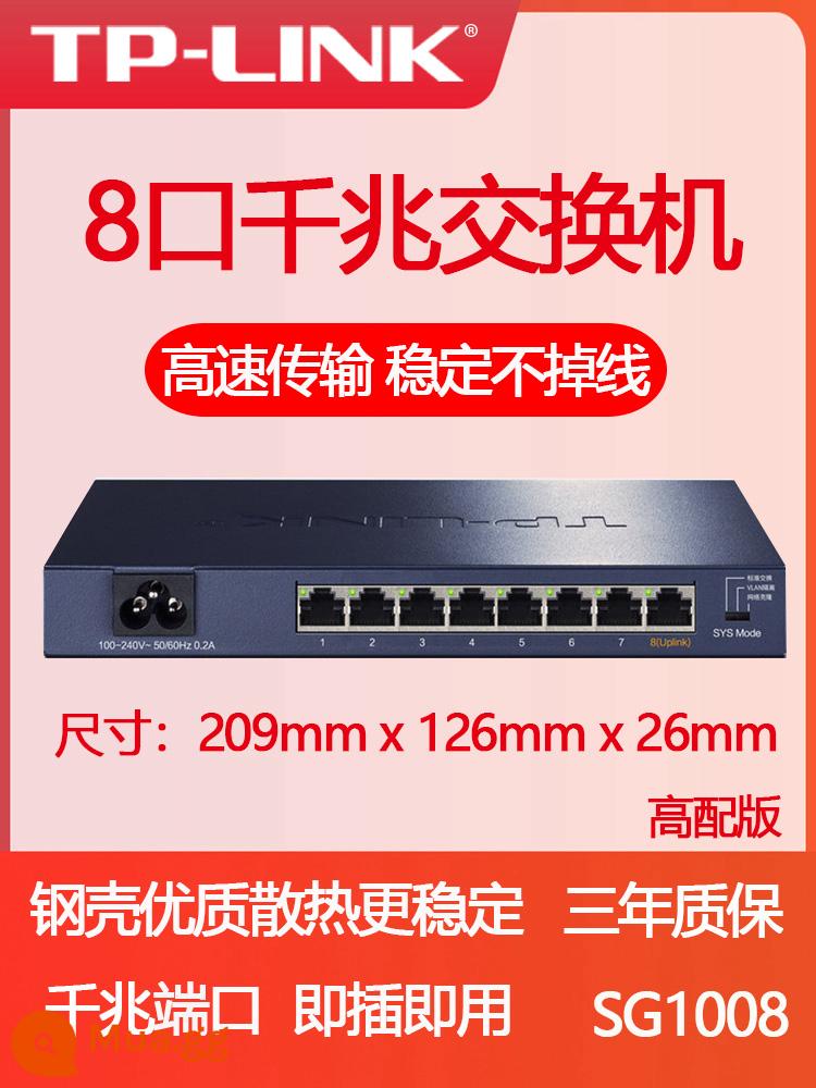 Bộ chuyển mạch Tplink Gigabit 8 cổng 5 bốn 16 năm 24 tám lỗ 48 đa cổng 1000M giám sát băng thông rộng Ethernet tại nhà phân phối bộ định tuyến chuyên dụng phân phối mạng shunt đường chia đường chuyển đổi mạng trung tâm - [Zhongtong] Switch Gigabit 8 cổng vỏ thép cấu hình cao [TL-SG1008]