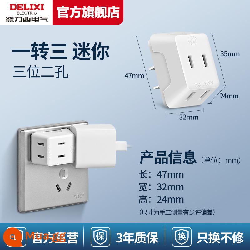 Bảng điều khiển bộ chuyển đổi ổ cắm Delixi plug-in mở rộng bảng plug-in hộ gia đình plug-in plug-in một lượt plug-in xốp đa năng - [Mini] Phích cắm 1 đến 3/2 chân