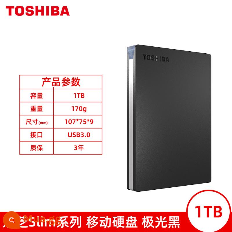 Ổ cứng di động Toshiba 1/2t Slim USB3.2 máy tính gắn ngoài 2,5 inch bộ nhớ ngoài không rắn A3/A5 - Dòng Slim Metal Slim được bảo vệ bằng mật khẩu (Đen) 1T