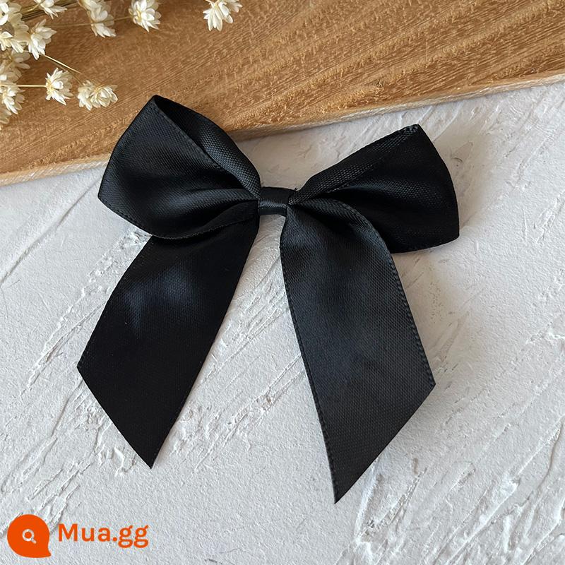 Rộng 2.5cm ruy băng handmade thành nơ handmade DIY chất liệu quần áo phụ kiện tóc phụ kiện đựng thẻ chất liệu trang trí - 4 chiếc nơ màu đen, chiều rộng ruy băng 2,5cm