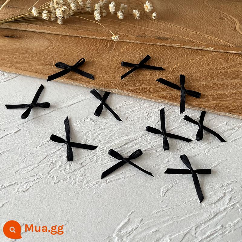 Rộng 2.5cm ruy băng handmade thành nơ handmade DIY chất liệu quần áo phụ kiện tóc phụ kiện đựng thẻ chất liệu trang trí - 10 chiếc nơ nhỏ màu đen, chiều rộng ruy băng 0,3cm