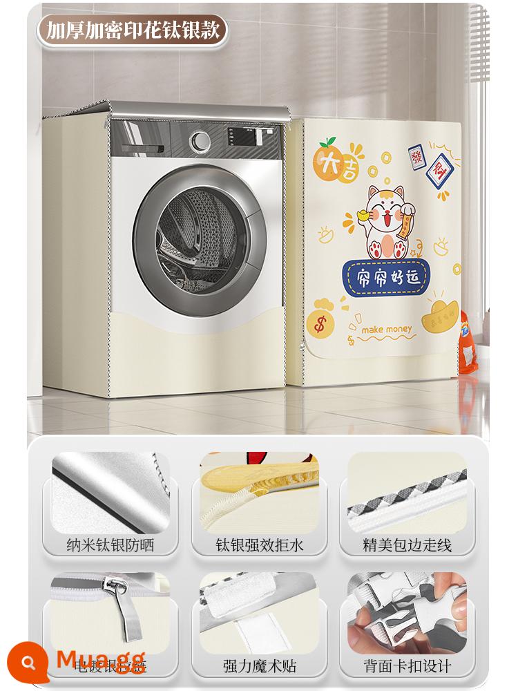 Vỏ máy giặt trống chống nắng chống nước Mũ bảo hiểm Little Swan Panasonic che bụi hoàn toàn tự động đa năng - [Mô hình mã hóa dày] Lucky Cat