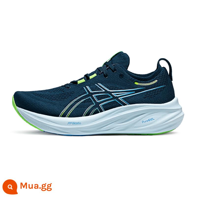 Giày thể thao nam GEL-NIMBUS 26 mới của ASICS, giày chạy bộ thoáng khí, chống mài mòn, có đệm và phục hồi - xanh lam/xanh lục (rộng 2E cuối cùng)