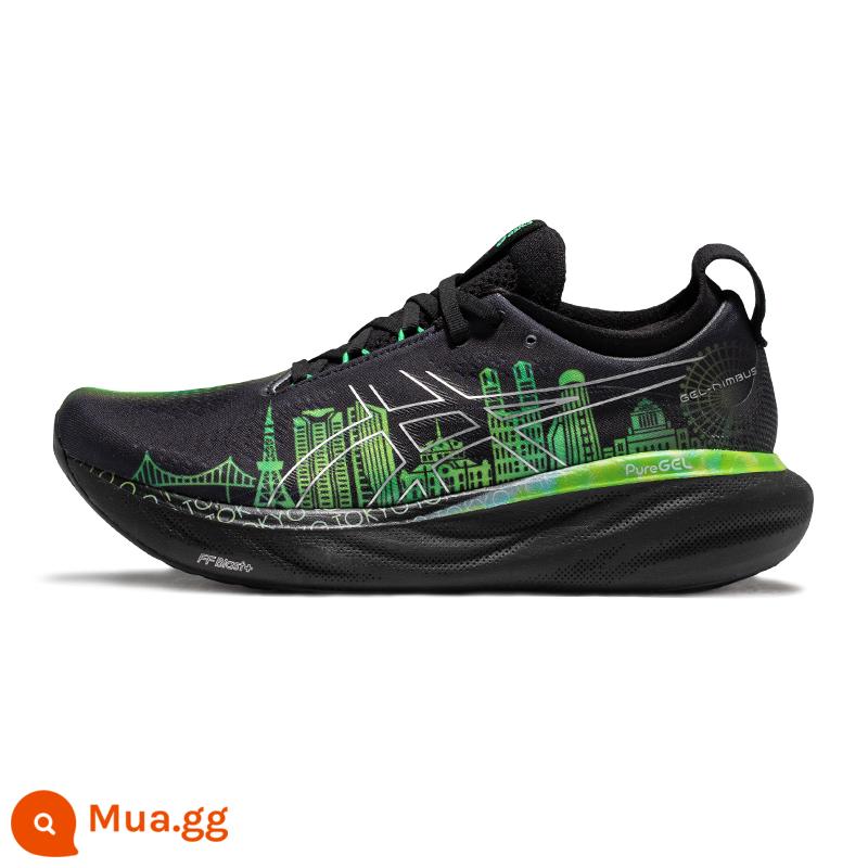 ASICS Arthur mùa hè mới GEL-NIMBUS 25 đàn hồi thoáng khí đệm nhẹ giày chạy bộ giày thể thao - đen/xanh-001