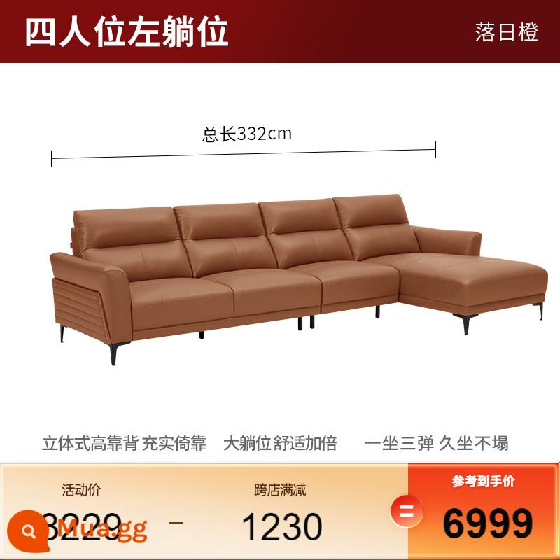 [Khuyến nghị hấp dẫn] Sofa da gia đình Gujia Sofa điện Sofa chức năng Sofa da bò lớp thứ nhất 6055 - [Vận chuyển sau tết] [Màu cam hoàng hôn] Tư thế bốn người nằm nghiêng