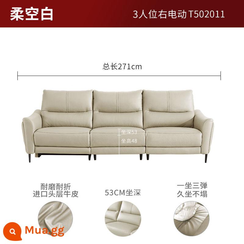 [Khuyến nghị của chuyên gia] Gujia Home Cream Style Chức năng Sofa da bò lớp đầu tiên Sofa điện Phòng khách 6068 - [Vận chuyển sau tết] [Trống mềm] Xe ba chỗ chỉnh điện bên phải