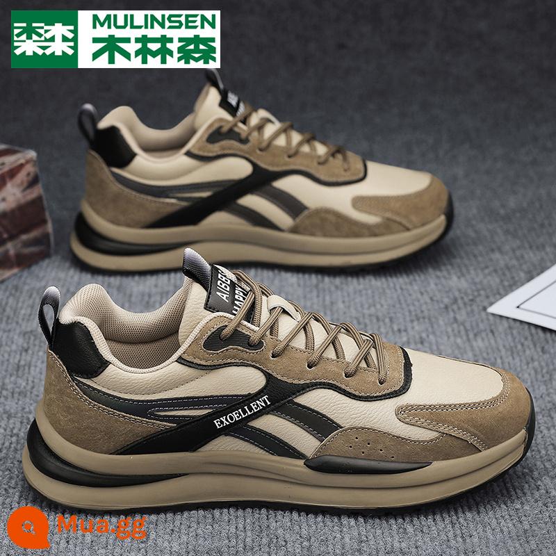 Giày Nam Mulinsen Mùa Đông 2022 Mới Giày Cotton Dày Và Nhung Ấm Áp Ống Cao Nam Thể Thao Hợp Thời Trang W - Khaki (hình chính)