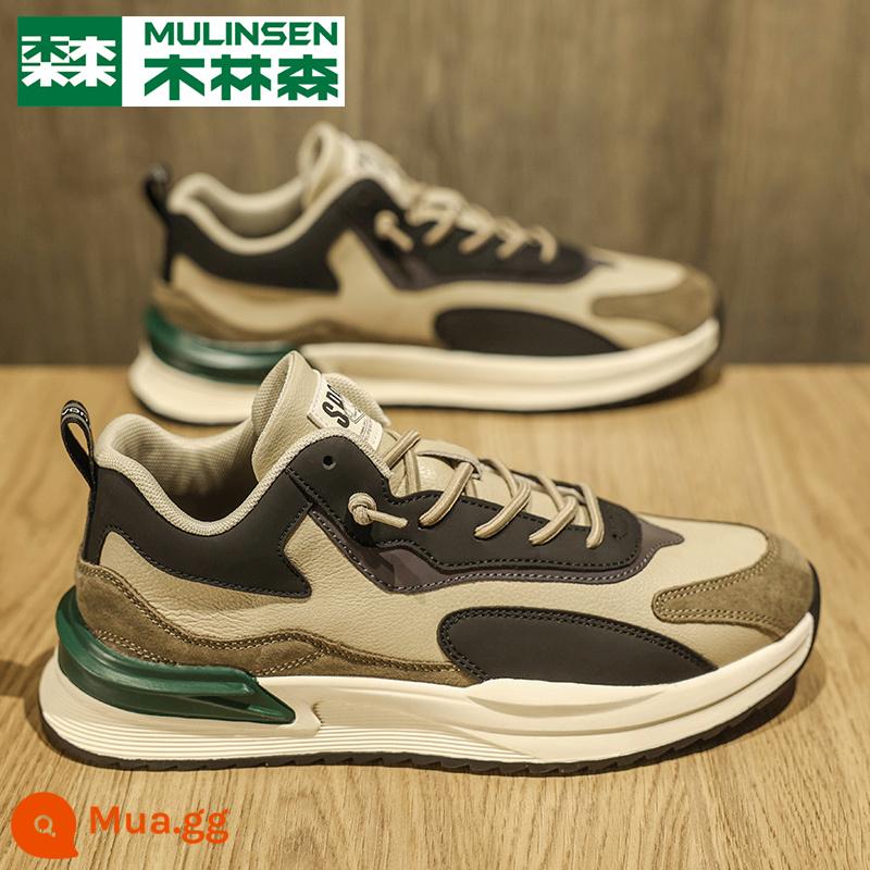 Mulinsen Chính Hãng Forrest Gump Giày Nam Thu Đông 2022 Thể Thao Mới Bố Giày Hợp Thời Trang Plus nhung Ấm Cotton Giày W - Khaki