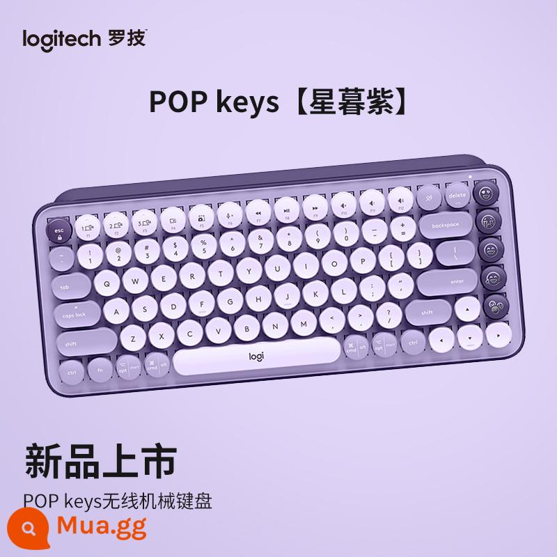 Logitech POP KEYS Bluetooth không dây bàn phím cơ TTC trà trục bong bóng Retro Punk bàn phím bé gái di động - Phím POP [Star Dusk Purple]