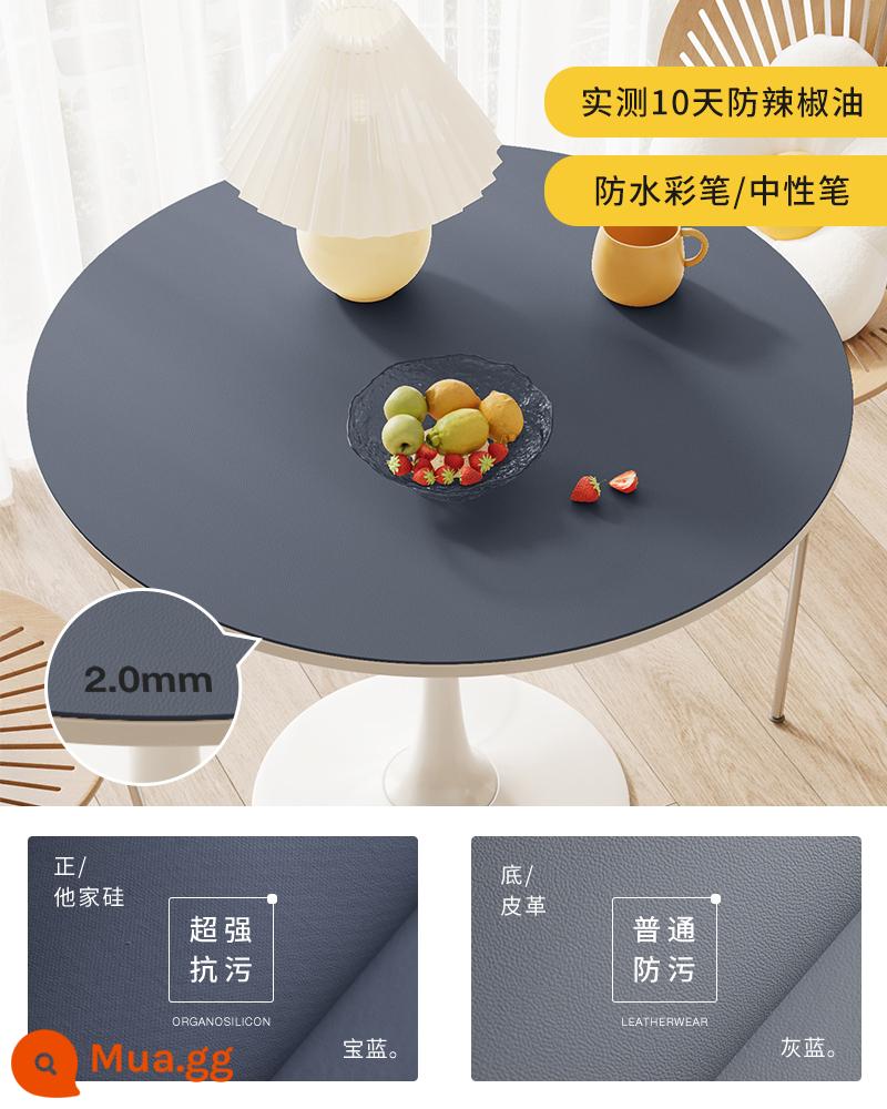 [Silicone chống bẩn] Khăn trải bàn tròn chống thấm nước, chống dầu, chống giặt và chống bỏng tại nhà phòng khách bàn ăn tròn thảm lót bàn cà phê - Tối giản màu xanh đậm 2.0mm