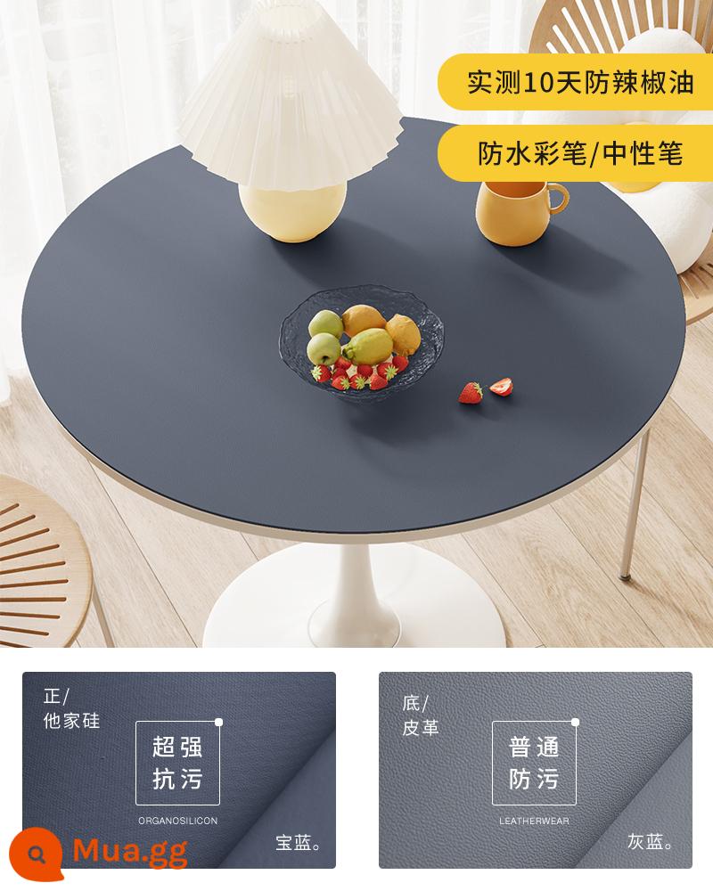 [Silicone chống bẩn] Khăn trải bàn tròn chống thấm nước, chống dầu, chống giặt và chống bỏng tại nhà phòng khách bàn ăn tròn thảm lót bàn cà phê - Màu xanh đậm tối giản 1.6mm