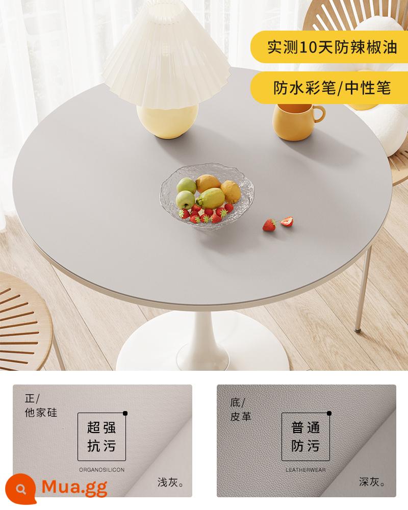 [Silicone chống bẩn] Khăn trải bàn tròn chống thấm nước, chống dầu, chống giặt và chống bỏng tại nhà phòng khách bàn ăn tròn thảm lót bàn cà phê - Màu xám nhạt giữa các vì sao 1.6mm