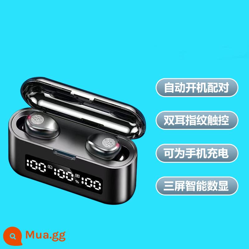 Tai nghe Bluetooth mini không dây thực sự giảm tiếng ồn vô hình trong tai chạy thể thao chất lượng cao có thời lượng pin dự phòng dài tai nghe - Đen + màn hình kỹ thuật số ba màn hình + hiệu ứng âm thanh vòm