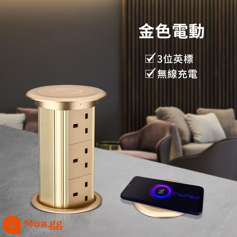 Tiêu Chuẩn Anh Nâng Ổ Cắm Điện Nhúng Máy Tính Để Bàn Đảo Thông Minh Sạc Không Dây Ổ Cắm USB Đa Năng - Điện vàng_3 số chuẩn Anh + sạc không dây