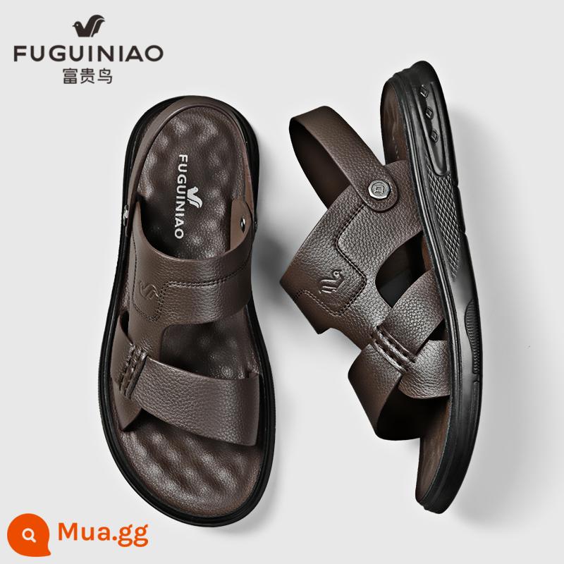 Giày sandal nam phong phú đi chơi mùa hè đế mềm da chống trượt thể thao đi biển bố lái xe từ dép và dép đi trong nhà - nâu