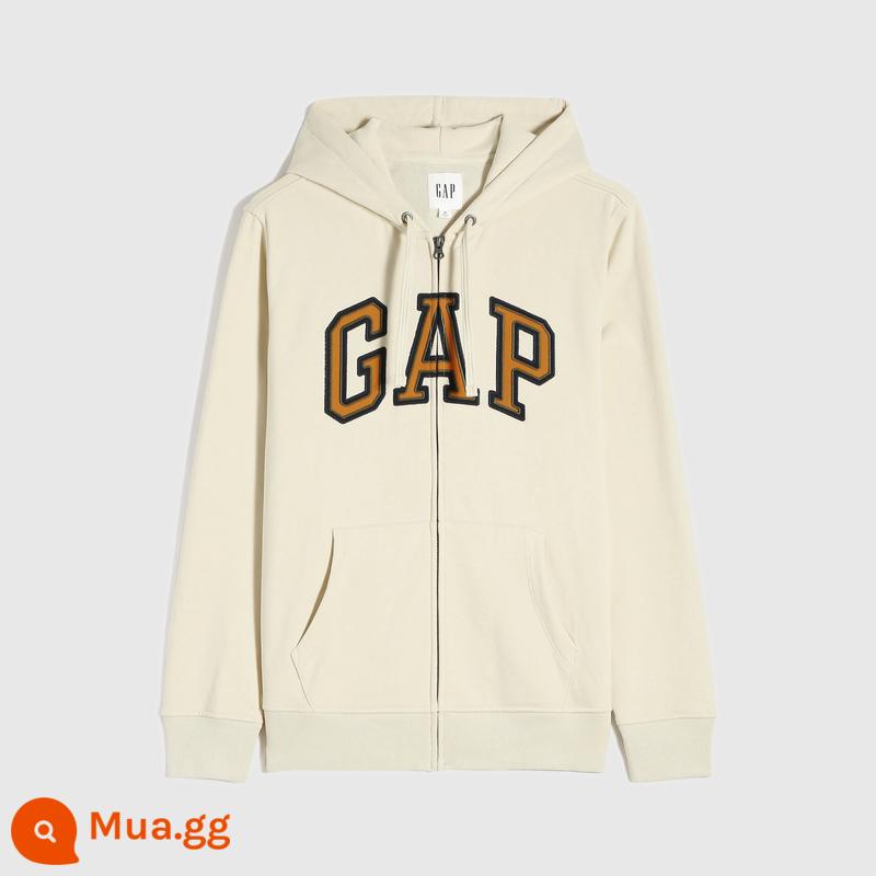 [Sê-ri kem] Áo len mùa đông Gap LOGO nam và nữ kiểu Pháp mềm mại hình tròn 853131 áo hoodie cặp đôi - kem màu be