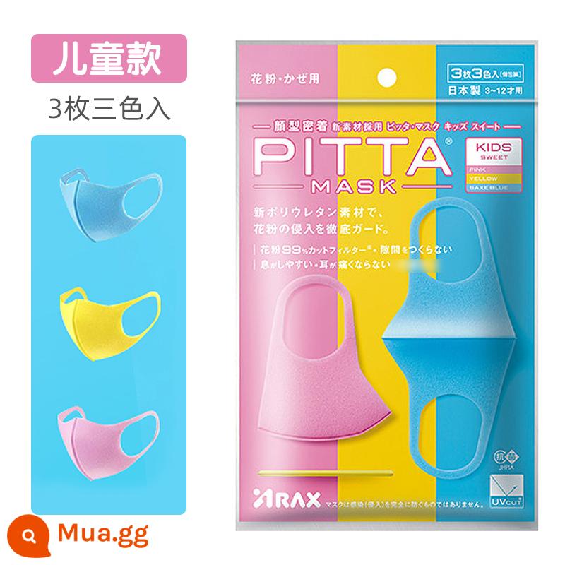 Mặt nạ pitta đen xám xanh nhập khẩu Nhật Bản chống bụi thoáng khí có thể giặt được mặt nạ chống nắng chống tia cực tím - Trẻ em-Hồng Xanh Vàng Phong cách trẻ em