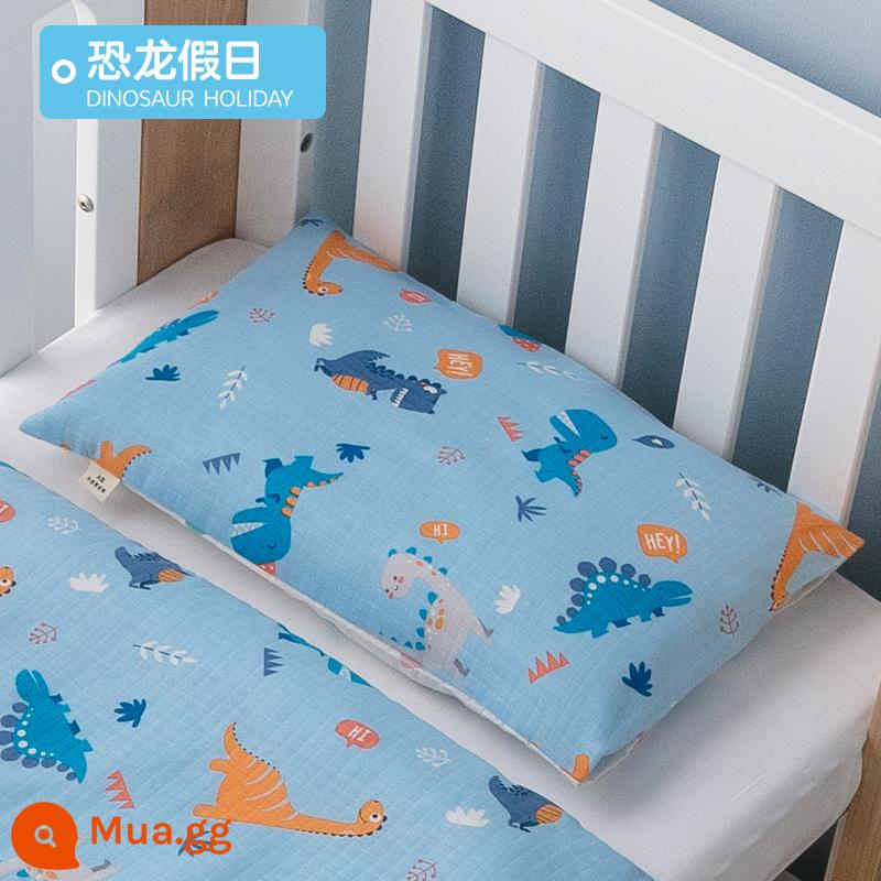 Trẻ Em Áo Gối Cotton Nguyên Chất Hoạt Hình Size Nhỏ 30X50 Cho Bé Áo Gối Cao Su Thái 40X60 Áo Gối Chần Gòn Nhỏ 35X55 - Kỳ nghỉ khủng long [sợi bông hai lớp]