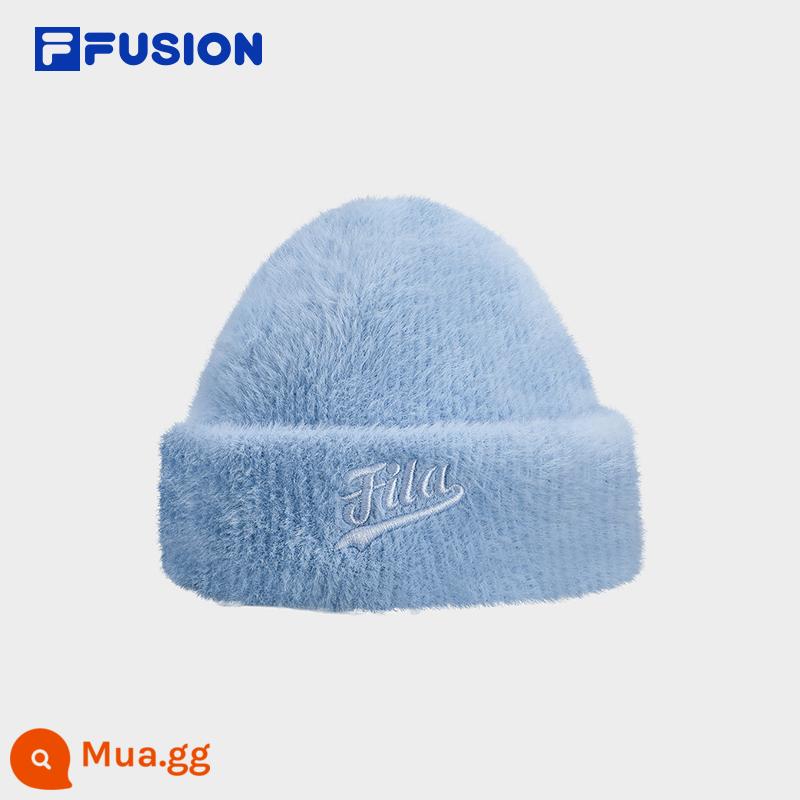 FILA FUSIONFila thời trang thương hiệu cặp đôi thời trang mũ dệt kim mũ ấm áp mùa đông 2023 mũ len mới - Mũ ấm màu xanh da trời-LB-