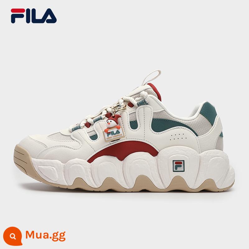 FILA Fila Giáng Sinh Bánh Sừng Bò Giày Bố Giày Nữ Thể Thao Mùa Xuân 2024 Mới Giày Nam - [Nam]Bạch Tuyết/Mưa Xám-SR