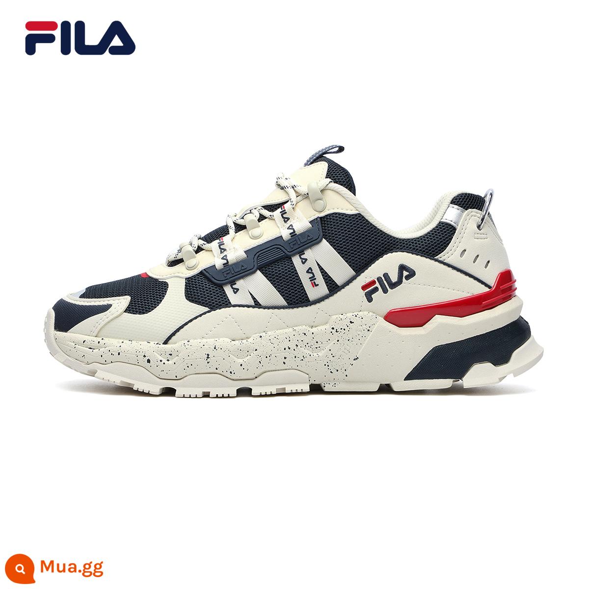 FILA Fila TREK Đầy Sao Bố Giày Nam Giày Thời Trang Thoáng Khí Retro Giày Thể Thao Chạy Bộ Nam - Măng tây trắng/berry xanh-WD