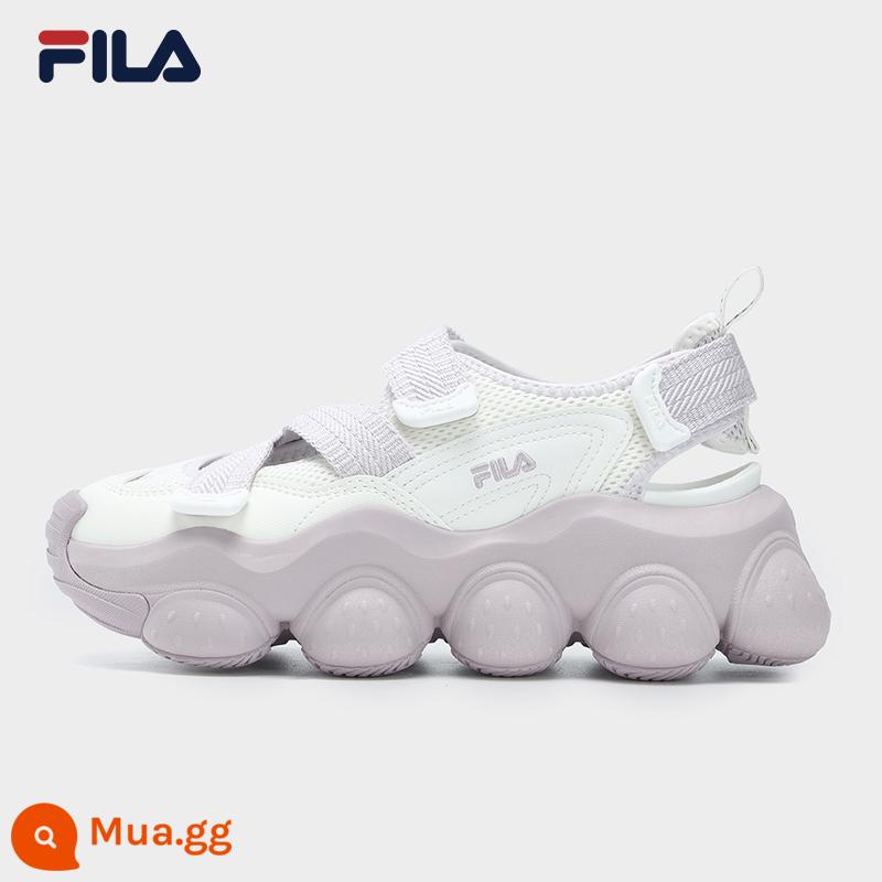 Xăng đan dâu FILA Fila nữ mùa hè 2023 mới đế dày Mary Jane xăng đan thể thao Velcro - Bạch Tuyết/Xám tử đinh hương-SG