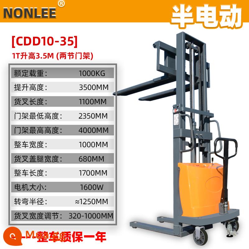 Stack điện cao máy cao 2 -Ton Stack Nâng thủy lực 1,5 tấn người lái cao đẩy khay dỡ hàng để mang chiều cao - Tải trọng 1 tấn, nâng 3,5 mét [có thể sạc lại]