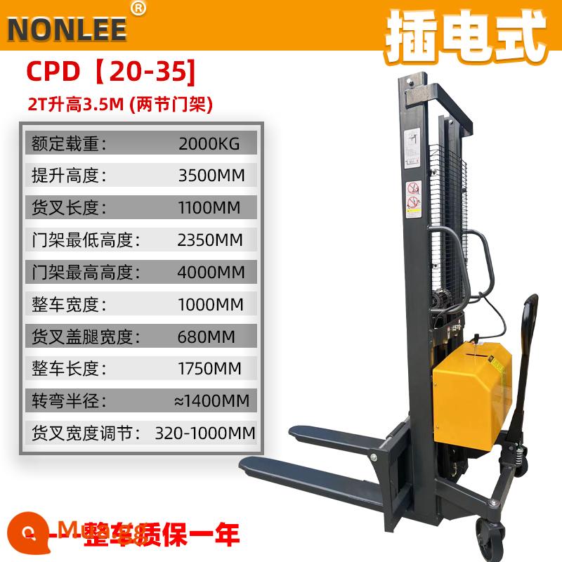 Stack điện cao máy cao 2 -Ton Stack Nâng thủy lực 1,5 tấn người lái cao đẩy khay dỡ hàng để mang chiều cao - Tải trọng 2 tấn, tăng chiều cao 3,5 mét [loại plug-in]