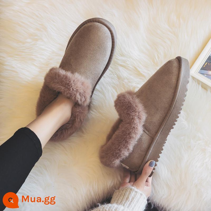 Mùa đông dễ thương -Boots Snow Giày nữ 2022 Bánh mì mới đặc cộng cộng với nhung ngoài trời - Khaki