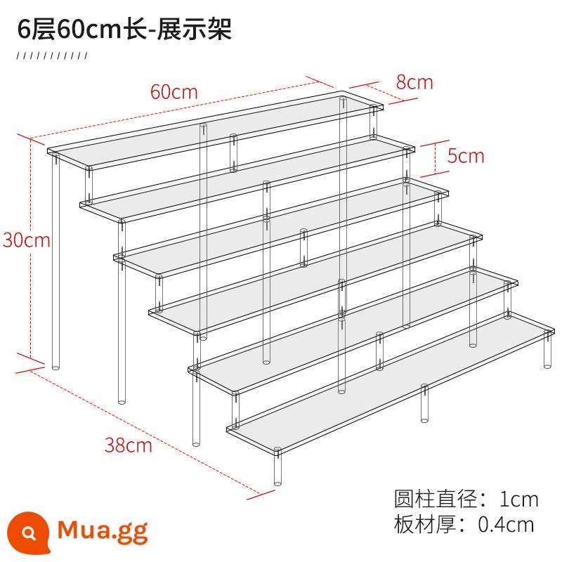 Mở rộng acrylic nhiều lớp mô hình bậc thang mô hình búp bê hiển thị lưu trữ đồ trang sức cốc mỹ phẩm hiển thị 4mm - Sáu tầng, dài 60 mét và rộng 8 tầng