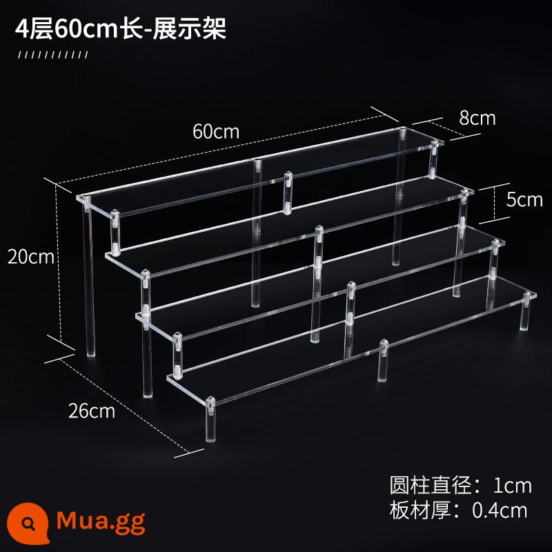 Mở rộng acrylic nhiều lớp mô hình bậc thang mô hình búp bê hiển thị lưu trữ đồ trang sức cốc mỹ phẩm hiển thị 4mm - Bốn lớp dài 60 và rộng 8 lớp