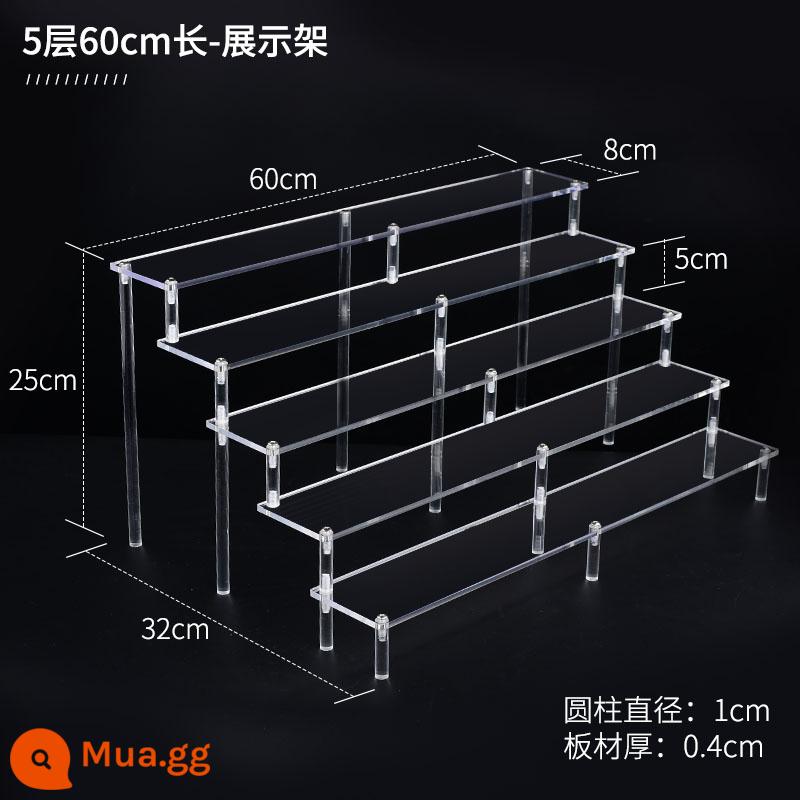 Mở rộng acrylic nhiều lớp mô hình bậc thang mô hình búp bê hiển thị lưu trữ đồ trang sức cốc mỹ phẩm hiển thị 4mm - Năm tầng, dài 60m, rộng 8 tầng