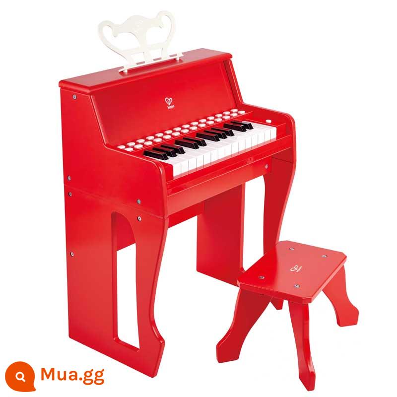 Hape đồ chơi đàn piano trẻ em bằng gỗ đa chức năng có thể chơi đàn organ điện tử mới bắt đầu cho bé gái nhà - Đàn piano dạy học âm thanh và ánh sáng 25 phím (phiên bản nâng cao), màu đỏ