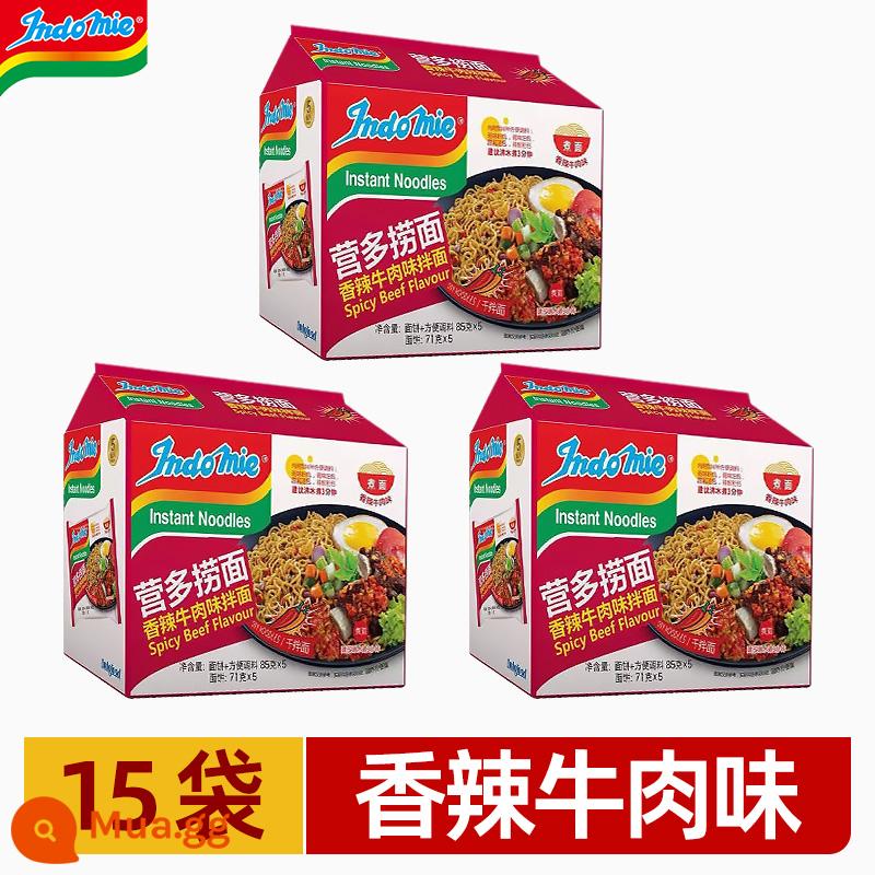 Trại Indonesia mì đa hỗn hợp nhập khẩu mì ramen đỏ ròng mì ăn liền thực phẩm ăn liền mì ăn liền siêu túi thực phẩm hộp đầy đủ - Vị bò cay 85g*15 túi