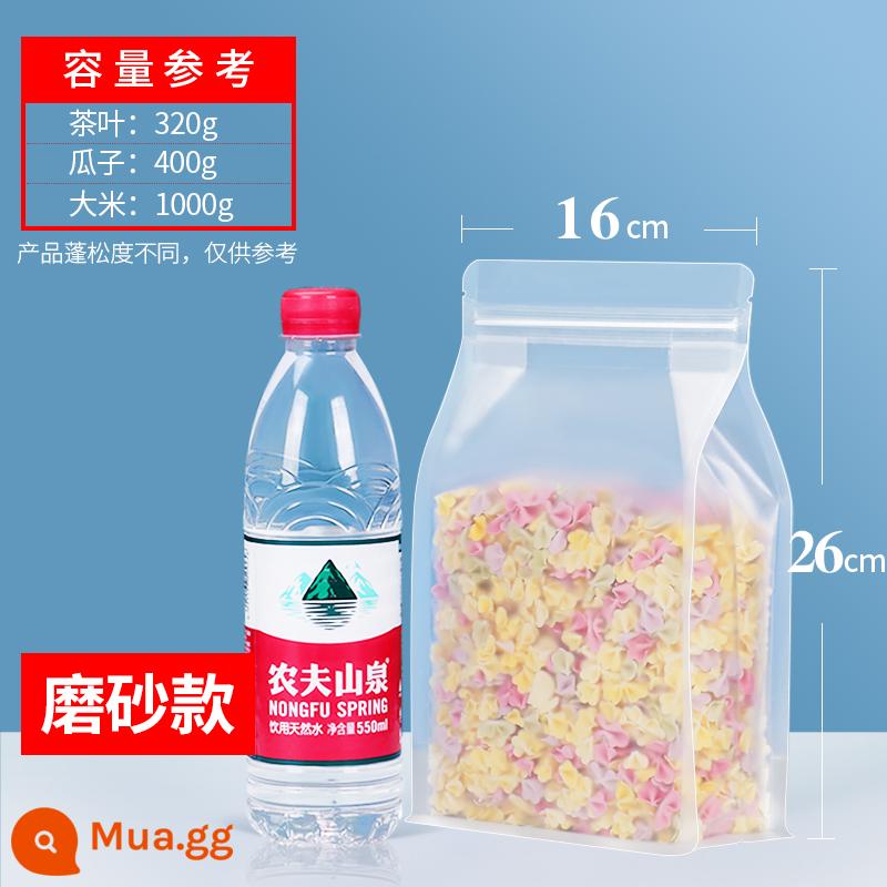 Túi giấy kraft túi ziplock trong suốt mờ tám mặt bịt kín ba chiều bằng không thực phẩm trà trái cây sấy khô túi đóng gói túi kín - Mẫu mờ 16X26+8CM