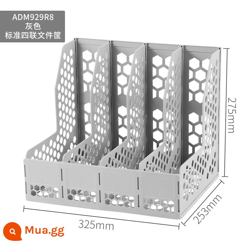 Giỏ đựng hồ sơ văn phòng phẩm Chenguang dung lượng lớn A4 giá sách dọc có thể tháo rời giá sách nhiều lớp để bàn hộp đựng đồ dùng văn phòng hộp nhựa đựng hồ sơ dữ liệu giá đựng thư mục học sinh - Tiêu chuẩn bốn màu xám ADM929R8K