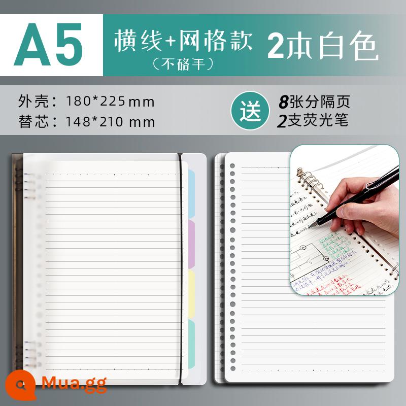 Văn phòng phẩm Chenguang B5 sổ rời không cầm tay lưới đường kẻ ngang đa quy cách A4 có thể tháo rời lõi dày sổ ghi chép kiểm tra đầu vào của học sinh cuốn sách câu hỏi sai cuộn - Trắng/A5 Kẻ Ngang + Kẻ Ô 2 Sách (Không Khuyết)