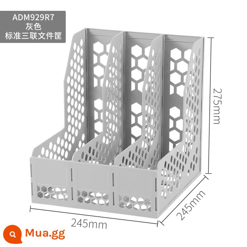 Giỏ đựng hồ sơ văn phòng phẩm Chenguang dung lượng lớn A4 giá sách dọc có thể tháo rời giá sách nhiều lớp để bàn hộp đựng đồ dùng văn phòng hộp nhựa đựng hồ sơ dữ liệu giá đựng thư mục học sinh - Tiêu chuẩn ba màu xám ADM929R7K