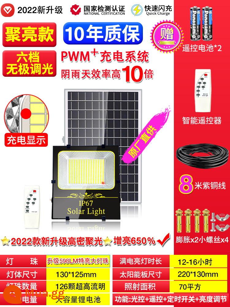 Đèn năng lượng mặt trời Đèn sân vườn ngoài trời Đèn pha LED trong nhà và ngoài trời chống thấm nước chiếu sáng nông thôn mới đèn đường siêu sáng - Hạt đèn phòng khách siêu sáng 1000W-H 598LM + Điều khiển từ xa thông minh + Cáp 8 mét