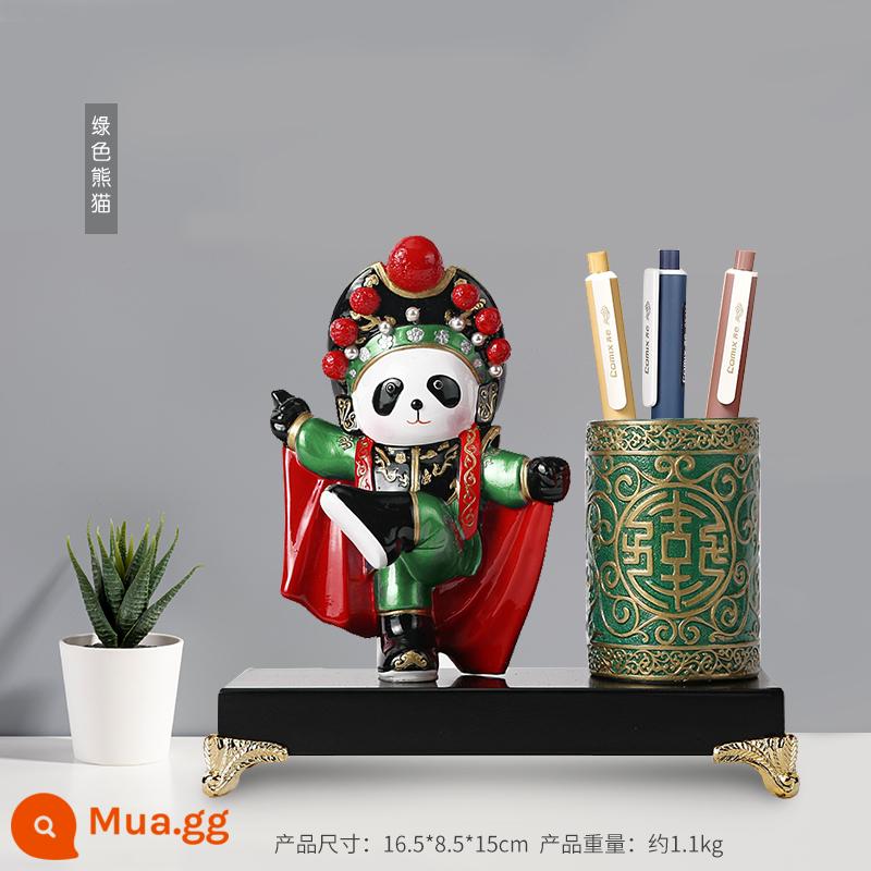 Tứ Xuyên Opera Mặt nạ Panda Bút Đồ trang trí Tứ Xuyên Thành Đô Du lịch Quà lưu niệm Hội nghị Tốt nghiệp Quà tặng Giáng sinh - Hộp đựng bút Panda số 6 màu xanh lá cây