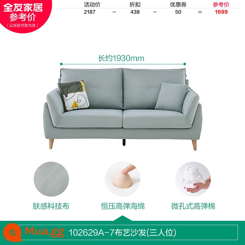 Quanyou Nhà Công Nghệ Sofa Vải Giả Cotton Và Vải Lanh Kết Hợp Sofa Căn Hộ Nhỏ Bắc Âu Lưng Mềm Chân 102629 - [Xanh Đậu Xám|Vải Kỹ Thuật] Sofa A-7 (3 người)