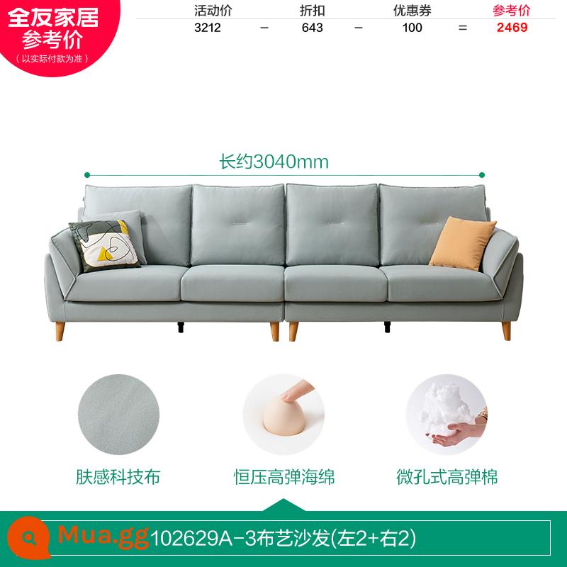 Quanyou Nhà Công Nghệ Sofa Vải Giả Cotton Và Vải Lanh Kết Hợp Sofa Căn Hộ Nhỏ Bắc Âu Lưng Mềm Chân 102629 - [Xanh Đậu Xám|Vải Kỹ Thuật]A-3 (Trái 2 + Phải 2)