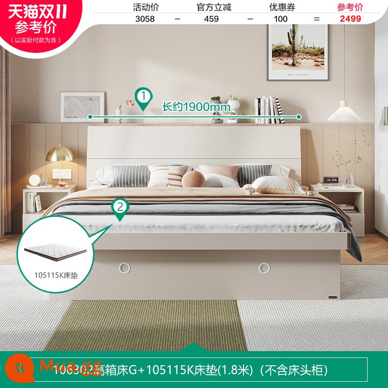 Quanyou Home Giường Hộp Cao Cấp Bộ Phòng Ngủ Chính Kết Hợp 1.5M 1.8M Phòng Ngủ Lưu Trữ Nội Thất Giường 106302 - [Storage | Warm White G Style] Giường Hộp Cao Cấp + Nệm 105115K