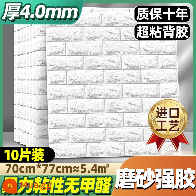 Giấy dán tường tự dính chống thấm nước và chống ẩm 3d dán tường ba chiều nền tường hình nền xốp gạch phòng ngủ dán trang trí ấm áp - 3,5mm [Mẫu mờ keo cứng màu trắng tinh khiết] 10 miếng trong một gói khoảng 5,4m2 ✅Mẫu mới 2023