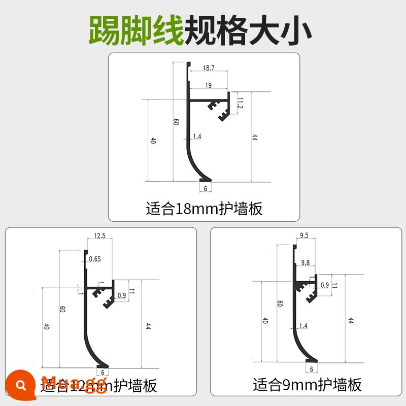 Tấm ốp chân tường hợp kim nhôm dạ quang có đèn LED Bảng tường có đường đóng chìm Đèn kim loại nhúng có đường viền chân tường - Gói chụp thử