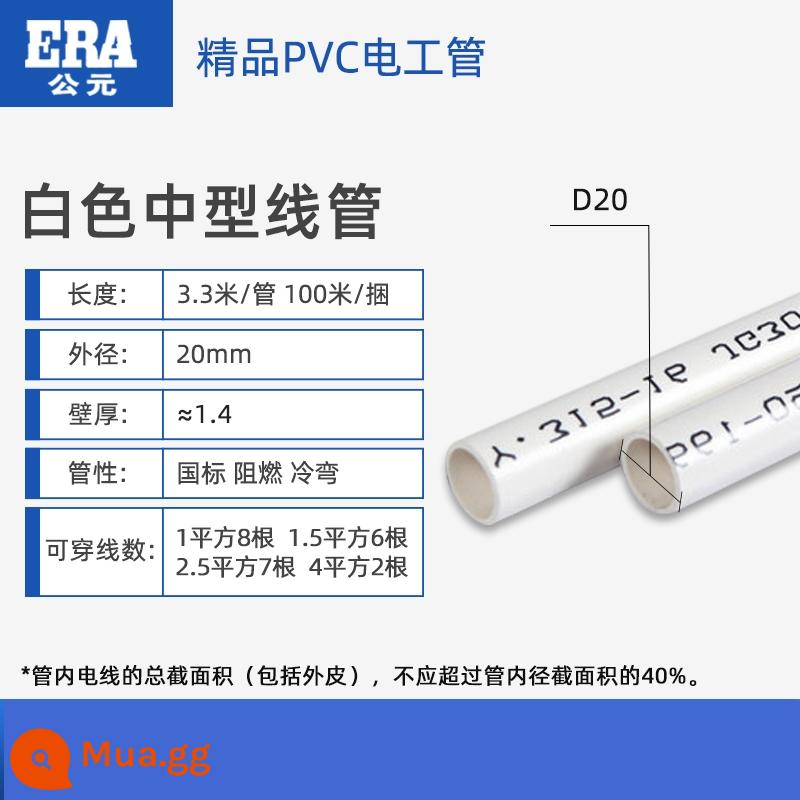 A.D. PVC đỏ và xanh dương 20 ống dây vỏ cáp chống cháy thợ điện gia dụng chôn sẵn 16 luồn ống 4 phút 6 phút 25 - 20 cái cỡ vừa màu trắng, dày khoảng 1,45, giá 3 mét mỗi cái