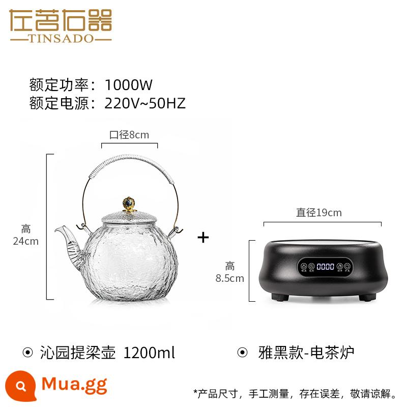 Thiết bị bên trái và phải lớn Kính lớn Glass Templlar Lò pha lê Đặc biệt Gian hàng Booth Booth Tea Tea Tea Pot có thể được làm nóng trên lửa - Ấm đun nước Qinyuan-Liang Liang + Bếp pha lê đen Yahei